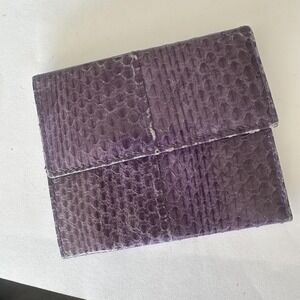 VTG Jennifer Moore Card Wallet Womens One Size Purple Leather Animal Print Snap